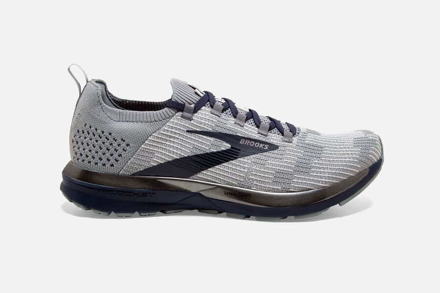 Brooks Men's Ricochet 2 Road Running Shoes Grey/Navy BZDR-13852